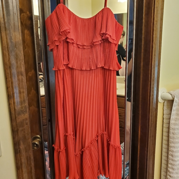 halston red gown